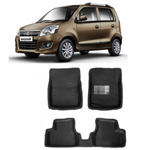 4.5D Car Floor Foot Tray Mats for Wagon R (2010-2018)  - Black